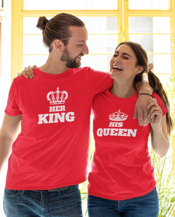 Her King, His Queen – King Queen T Shirt Couple
